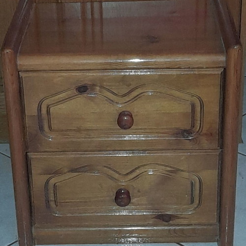 Nightstand made of solid wood used with two drawers