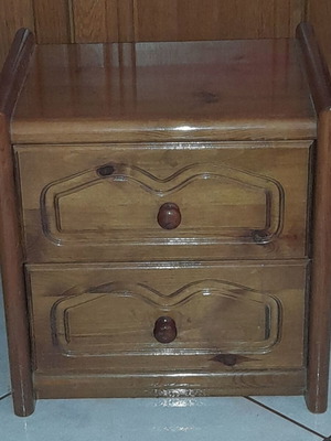 Nightstand made of solid wood used with two drawers