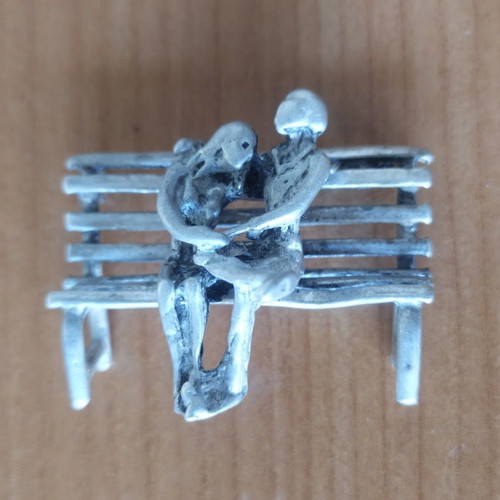 Silver miniature "Romantic Meeting" 3.5x3 cm, like new, 925 silver