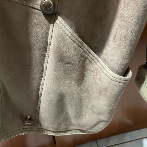 Women's mouton coat 100% genuine leather like new, beige, size L