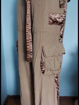 Watcher Wide-Leg Pants like new, denim with satin details