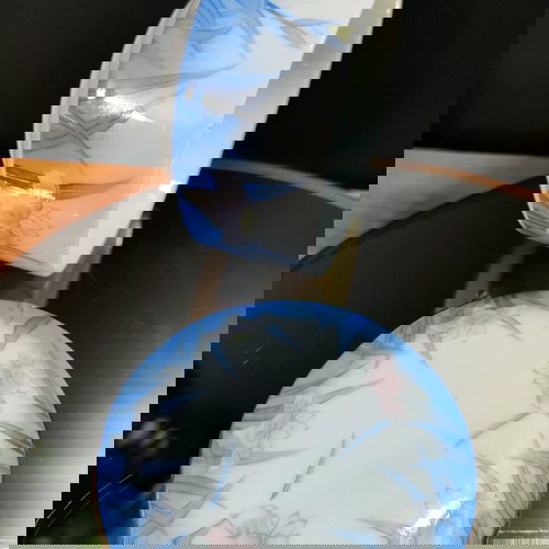 Японска порцеланова кутия за бижута Kozan Gama нова с ирисов мотив