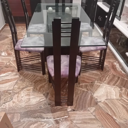Dining set with 6 chairs, sideboard and cabinet like new