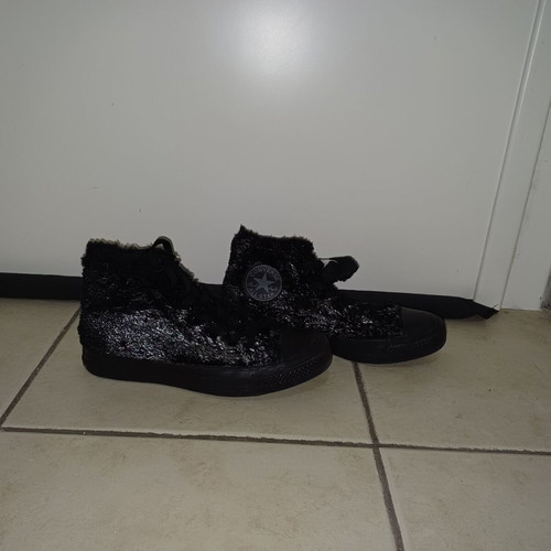 Converse women's all star boots, black and silver