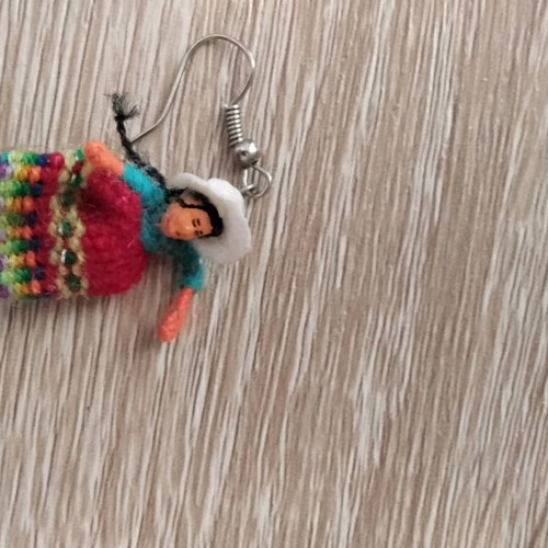 Thread and wool earrings new, boho handmade with traditional costume