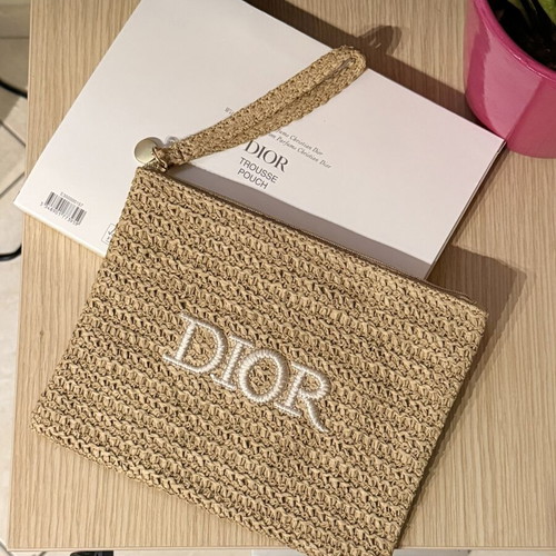 Dior beauty pouch, straw, beige