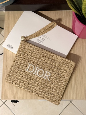 Dior beauty pouch, straw, beige