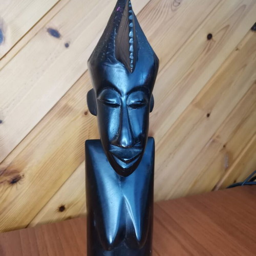 African woman head carving ebony wood like new