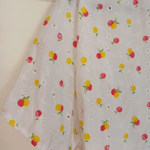 White Broderie Shirt with Fruit Print One Size like new
