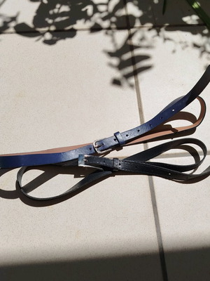 Set of 2 women's thin belts black and blue like new