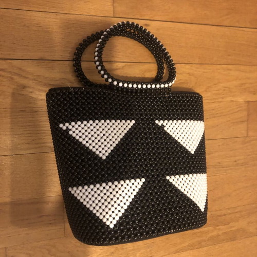 Ethnic Handbag New Black and White Beaded Summer Accessory
