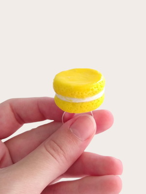 Δαχτυλίδι Macaron κίτρινο με πολυμερικό πηλό χειροποίητο