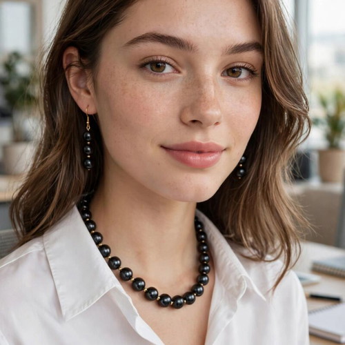 Black  necklace and earrings set