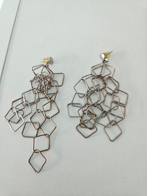 Silver 925 earrings used, tricolor, dangle