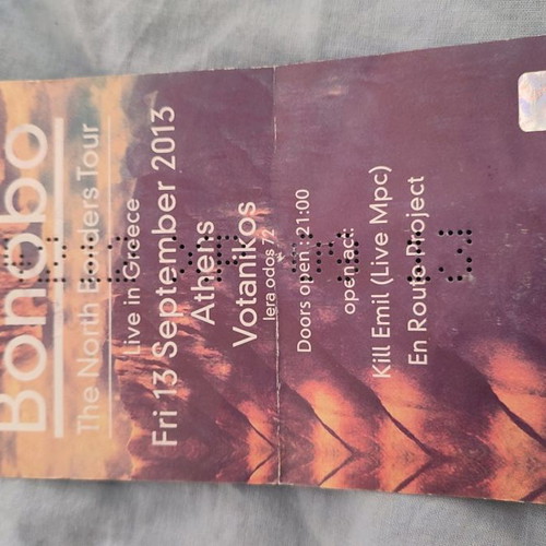 Bonobo ticket from Athens Votanikos concert 2013