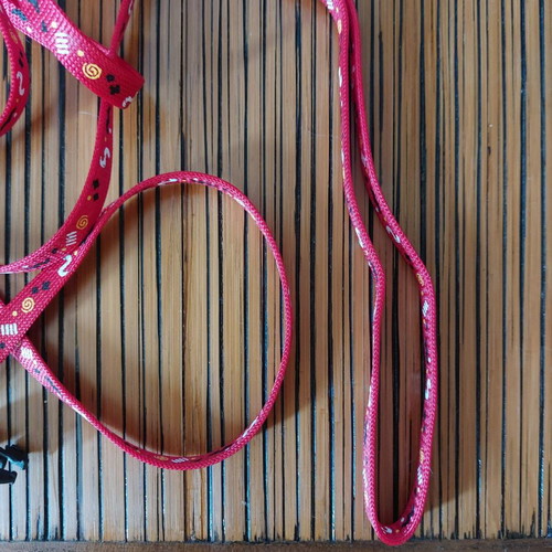 Cat harness like new with 1m leash red with patterns