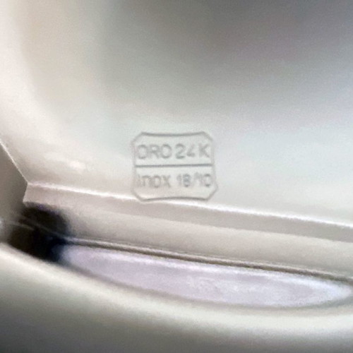 Crystal nut bowl 5 sections like new with Inox 18/10 tray and 24K handles