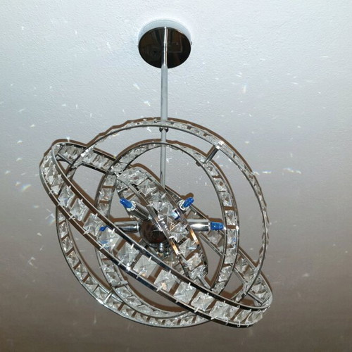 Orbital Crystal Pendant Lights like new, 44cm, 6x G9 bulbs, set of 2