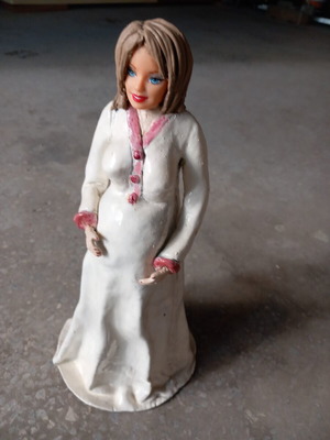 Decorative pregnant doll handmade with clay