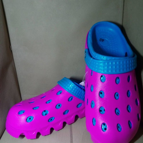 Women's sabots used, size 40, fuchsia-turquoise
