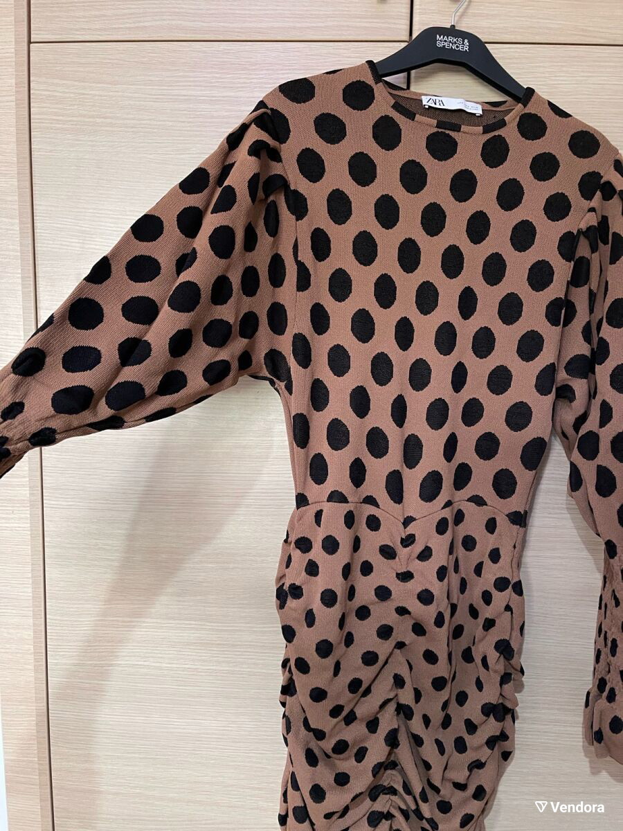 brown and white polka dot dress zara like new with… Color:Sky Blue MIDI HALTER NECK DRESS global-merch_drop-APR25 Little people - Swanky