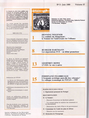 Revue de l' OTAN περιοδικό μεταχειρισμένο, τεύχος 3/1989
