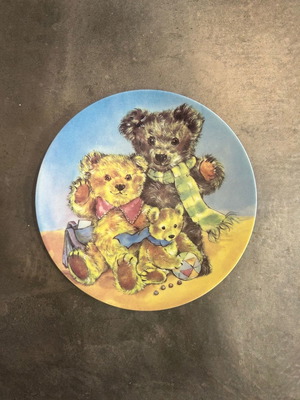 Bavarian porcelain wall plate children's new with teddy bears