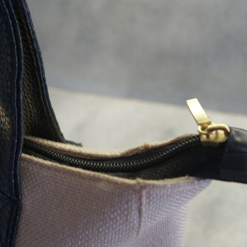 Fabric bag like new, handheld, black and beige