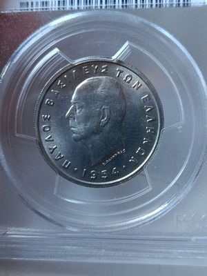 5 δραχμές 1954 κανονικό μαγουλο,PCGS MS64
