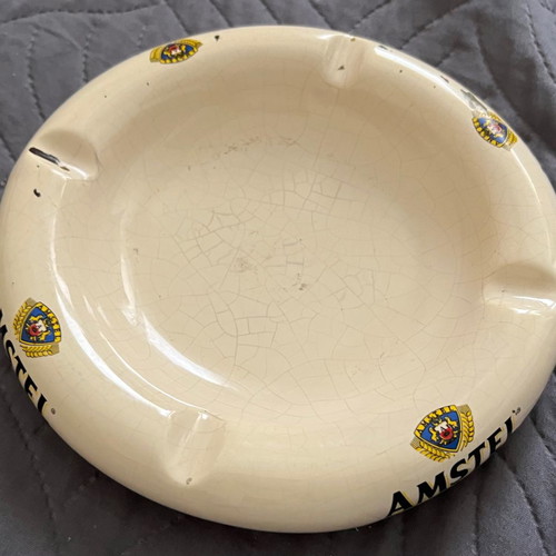 Amstel Beer vintage ceramic ashtray used with minor damages