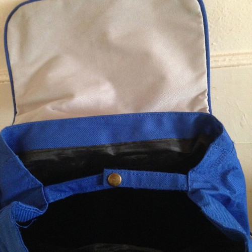 Unisex blue/gray backpack used with pockets