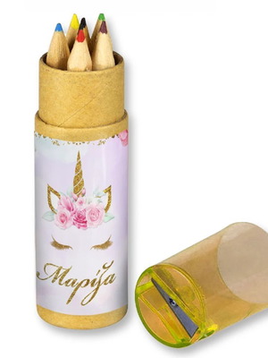 Unicorn colored pencils new, in kraft box with sharpener