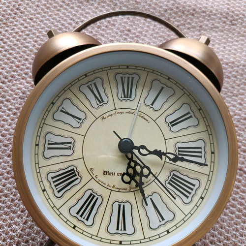 Retro bronze table alarm clock new with two bells