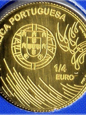 Χρυσό νόμισμα Πορτογαλίας 1/4 ευρώ 2009 καινούργιο, 24K (999) 1,56g