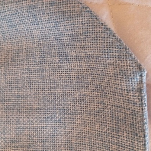Table runner linen embossed fabric like new, sky blue with tassels