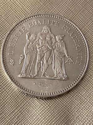 50 francs French 1977 silver like new