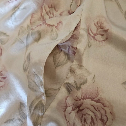 Negligee robe used, L/XL, floral pattern, satin