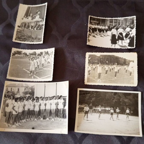 Old photos of gymnastic displays and parades, set of six, used