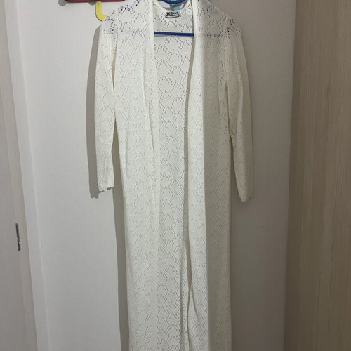 White dress and matching long coat new set
