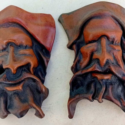 Leather decorative masks handmade set of 2 like new