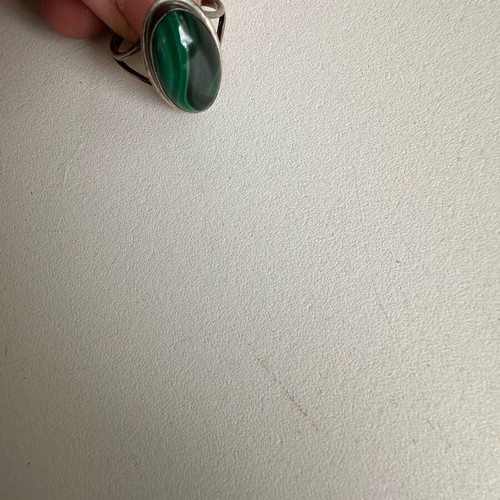 90s Boho Statement Ring with Green Malachite Stone, Like New