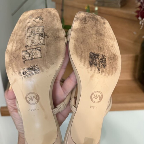 Michael Michael Kors Celia Kitten Slide Nude Patent Sandals size EU 38 like new