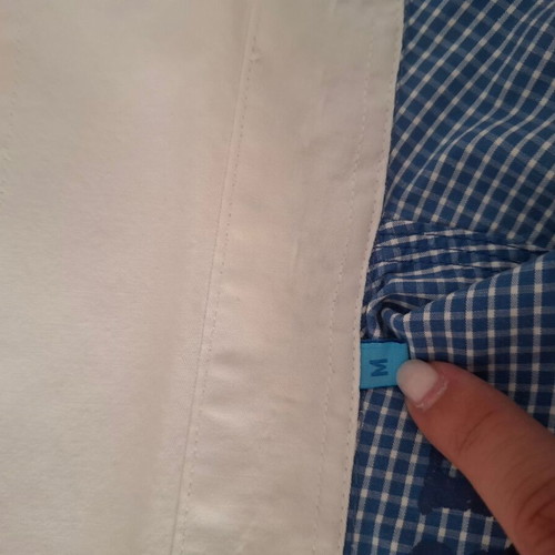 Aggressive men's short-sleeve checked shirt size M like new blue white