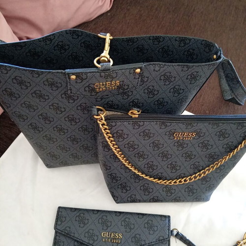 Guess shoulder bag set, black and grey