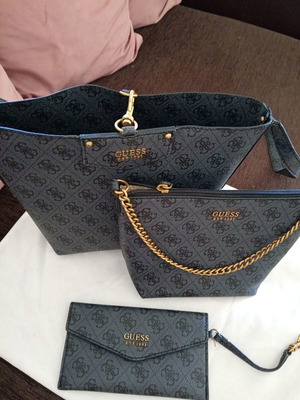 Guess shoulder bag set, black and grey