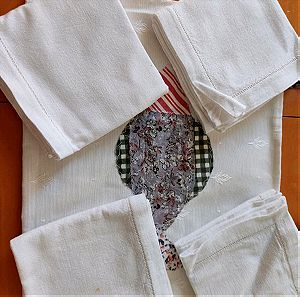 Σετάκι 4 προσωπικές πετσέτες γευματος/κουζίνας λευκό άσπρο vintage αντικ