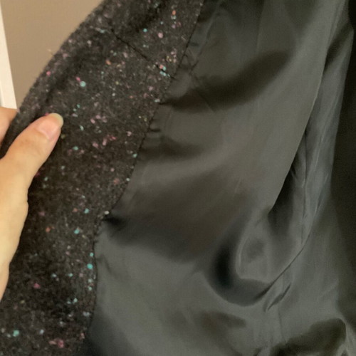 Women's black coat with colorful weaving, like new, size XL