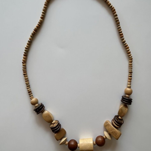 Set of 2 handmade necklaces with red, black, and brown beads like new