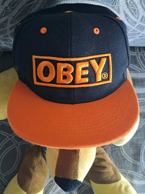 Obey Snapback Hat used with Original Box Logo black-orange