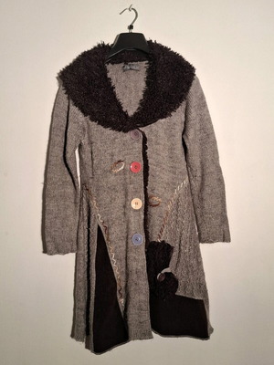 Gray cardigan used with colorful patterns